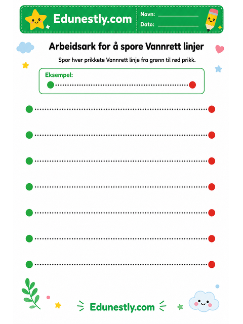 Arbeidsark for å spore Vannrett linjer