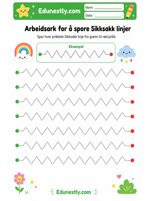 Arbeidsark for å spore Sikksakk linjer