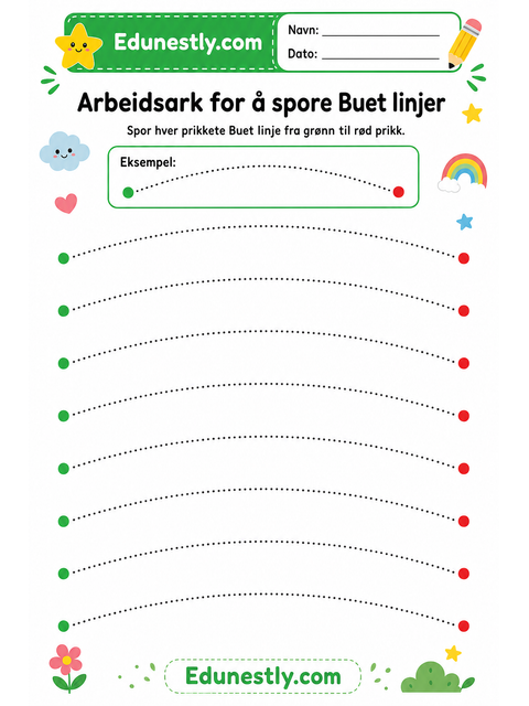 Arbeidsark for å spore Buet linjer