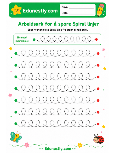 Arbeidsark for å spore Spiral linjer