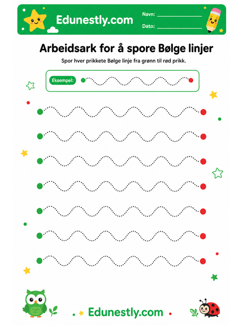 Arbeidsark for å spore Bølge linjer