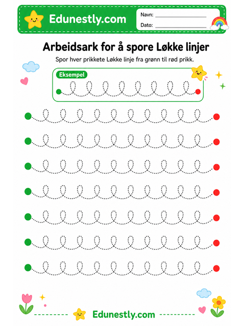 Arbeidsark for å spore Løkke linjer