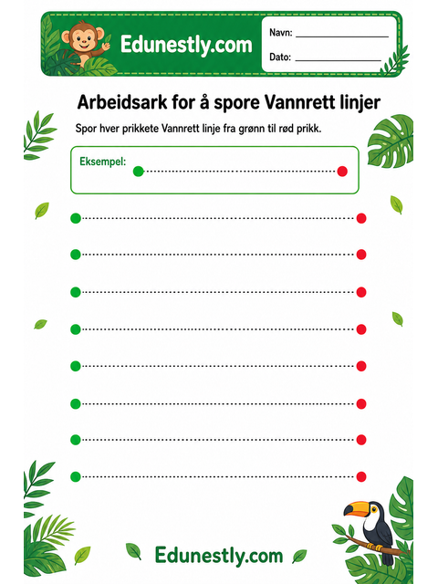 Arbeidsark for å spore Vannrett linjer