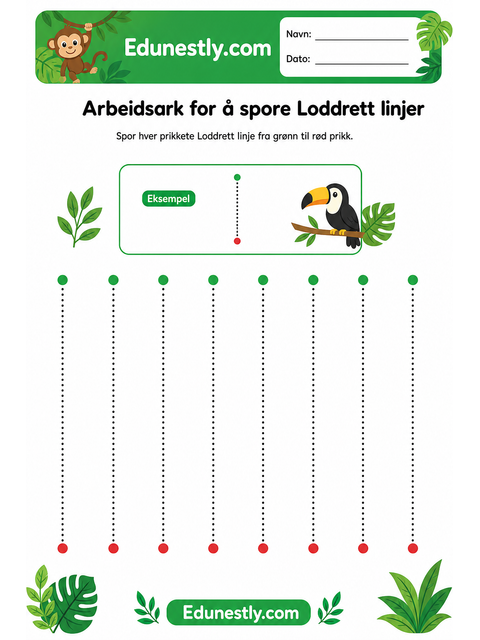 Arbeidsark for å spore Loddrett linjer