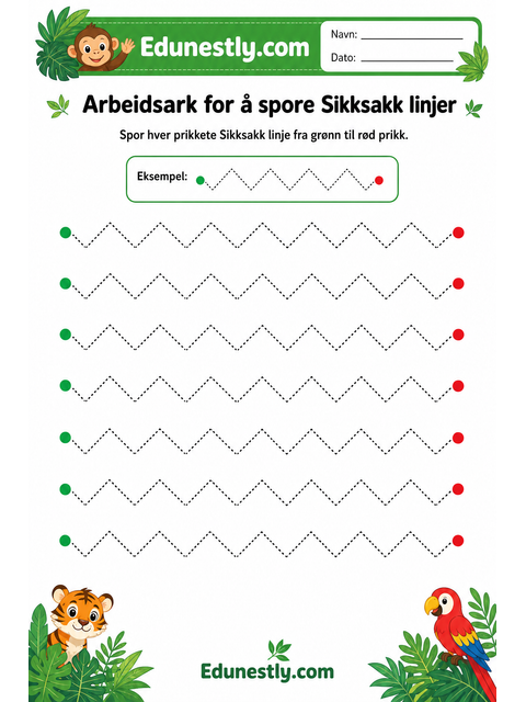 Arbeidsark for å spore Sikksakk linjer