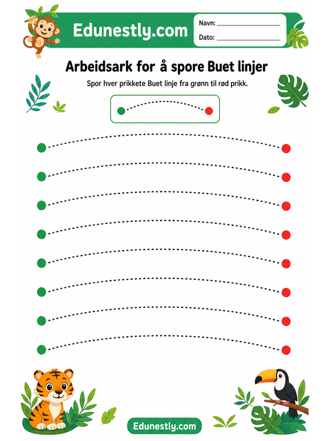 Arbeidsark for å spore Buet linjer