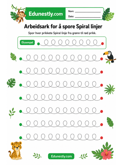 Arbeidsark for å spore Spiral linjer