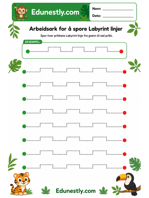 Arbeidsark for å spore Labyrint linjer