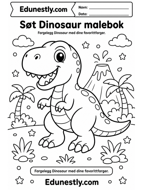 Søt Dinosaur malebok
