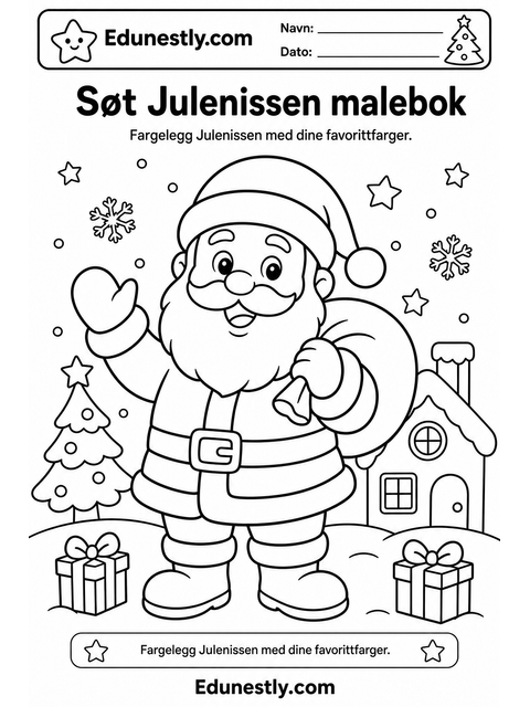 Søt Julenissen malebok