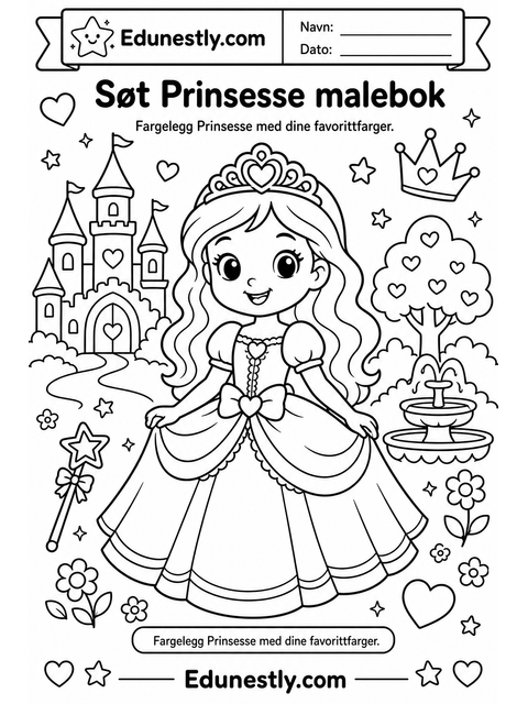Søt Prinsesse malebok