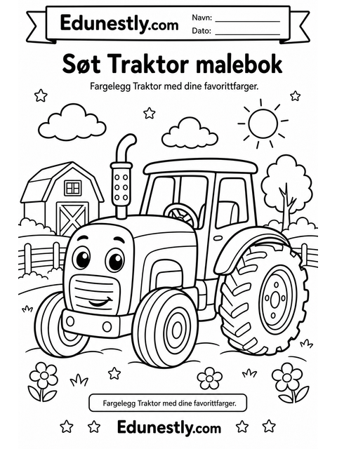 Søt Traktor malebok