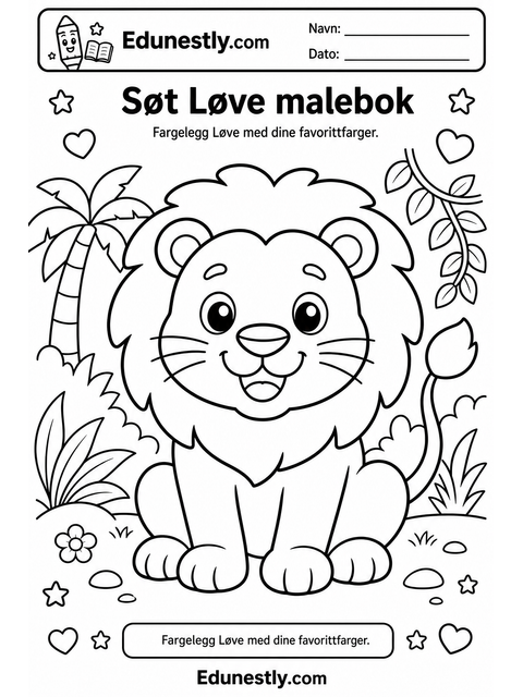 Søt Løve malebok