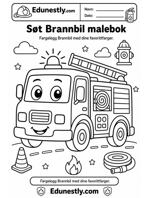 Søt Brannbil malebok