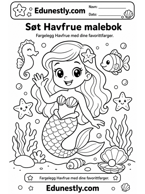 Søt Havfrue malebok