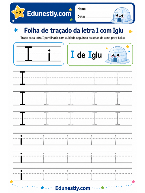 Folha de traçado da letra I com Iglu