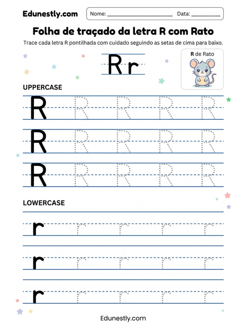 Folha de traçado da letra R com Rato