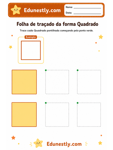 Folha de traçado da forma Quadrado