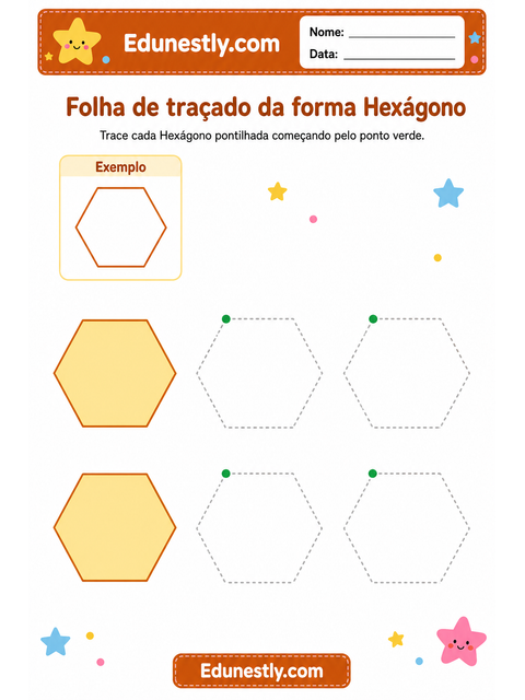 Folha de traçado da forma Hexágono