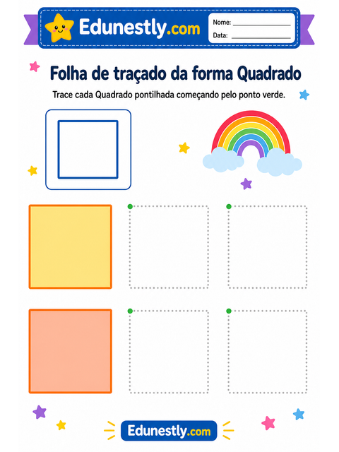 Folha de traçado da forma Quadrado