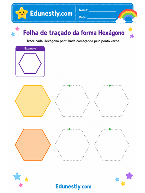 Folha de traçado da forma Hexágono