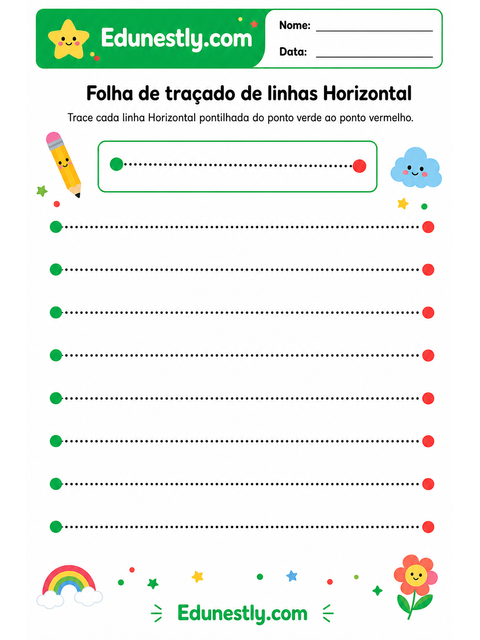 Folha de traçado de linhas Horizontal