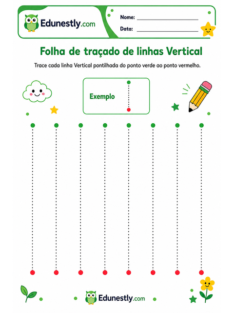 Folha de traçado de linhas Vertical