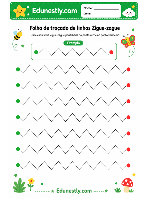 Folha de traçado de linhas Zigue-zague