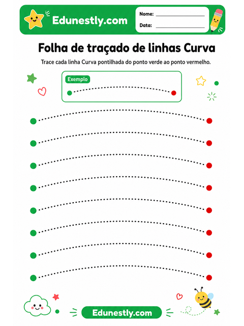 Folha de traçado de linhas Curva