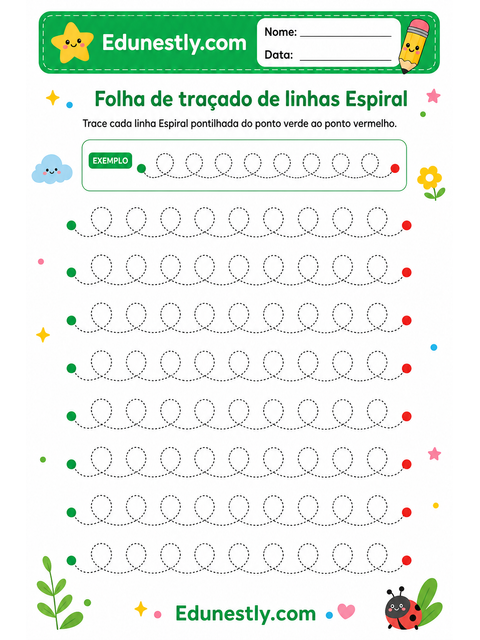 Folha de traçado de linhas Espiral