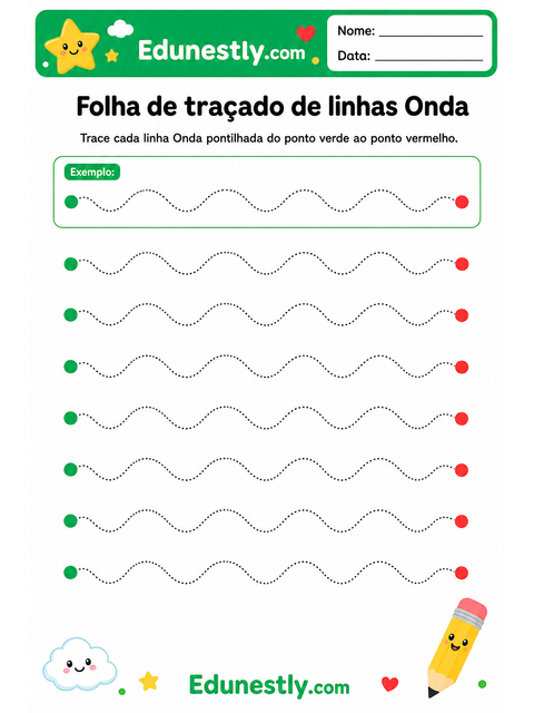 Folha de traçado de linhas Onda