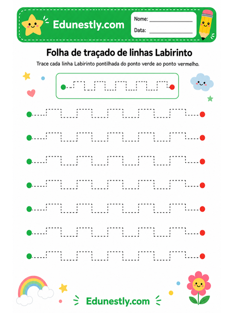 Folha de traçado de linhas Labirinto