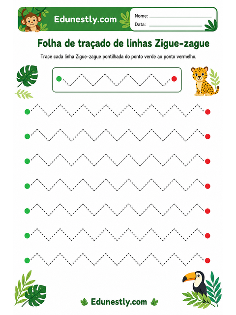 Folha de traçado de linhas Zigue-zague
