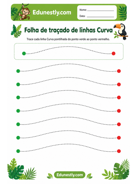 Folha de traçado de linhas Curva