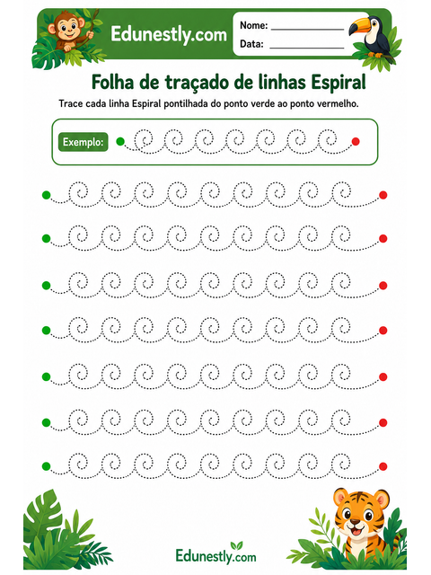 Folha de traçado de linhas Espiral