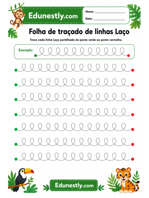 Folha de traçado de linhas Laço