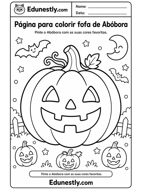 Página para colorir fofa de Abóbora
