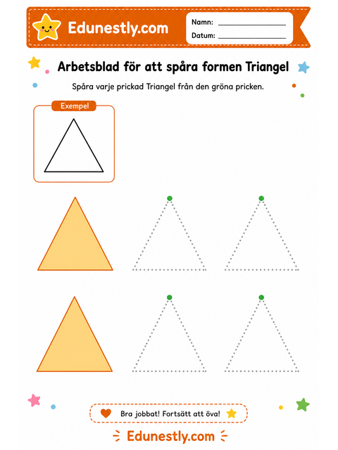 Arbetsblad för att spåra formen Triangel