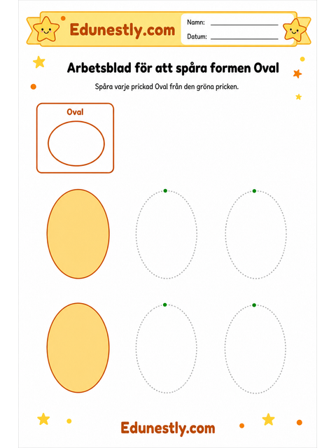 Arbetsblad för att spåra formen Oval