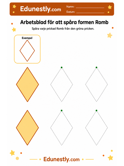 Arbetsblad för att spåra formen Romb