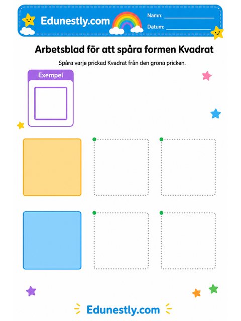 Arbetsblad för att spåra formen Kvadrat