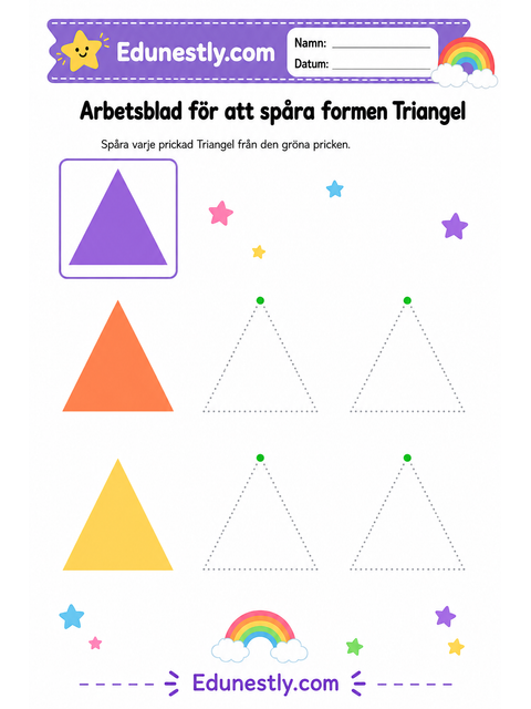 Arbetsblad för att spåra formen Triangel
