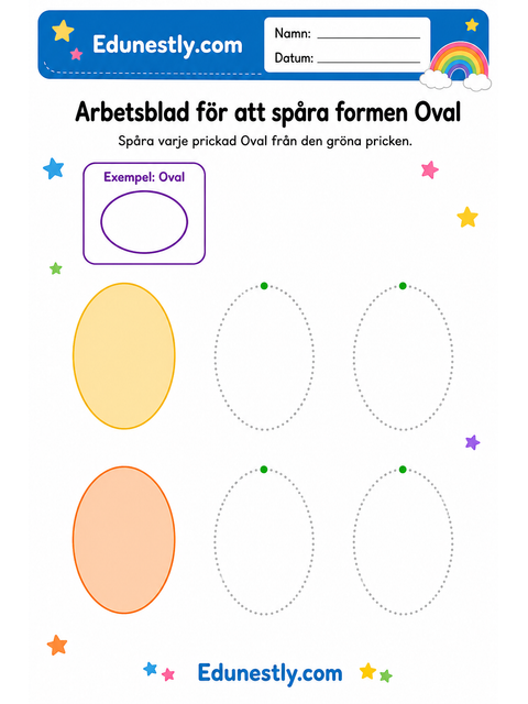 Arbetsblad för att spåra formen Oval