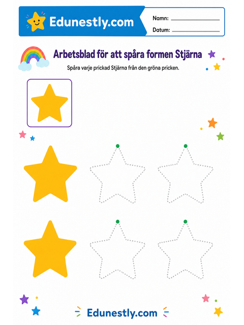 Arbetsblad för att spåra formen Stjärna