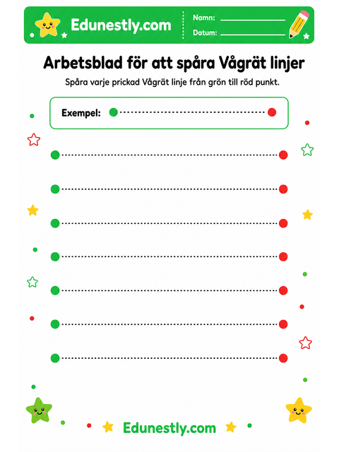 Arbetsblad för att spåra Vågrät linjer
