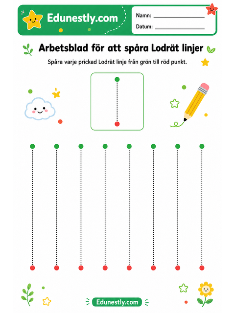 Arbetsblad för att spåra Lodrät linjer