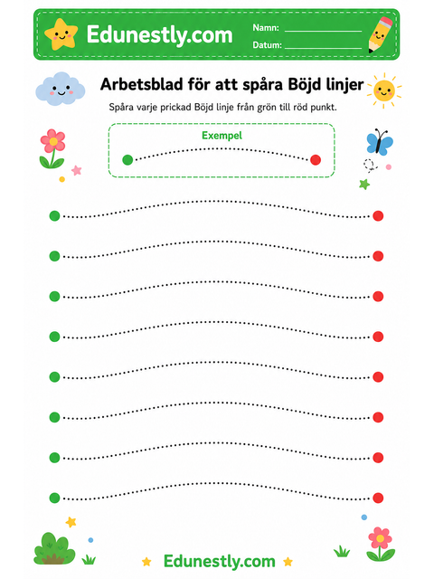 Arbetsblad för att spåra Böjd linjer