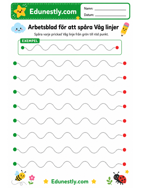 Arbetsblad för att spåra Våg linjer