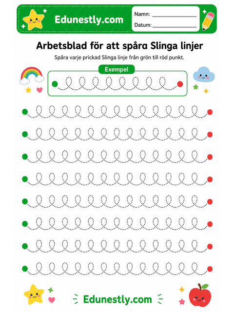 Arbetsblad för att spåra Slinga linjer