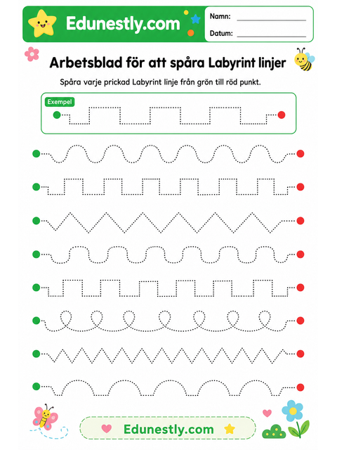 Arbetsblad för att spåra Labyrint linjer
